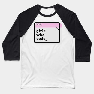 Girls Who Code Pink Baseball T-Shirt